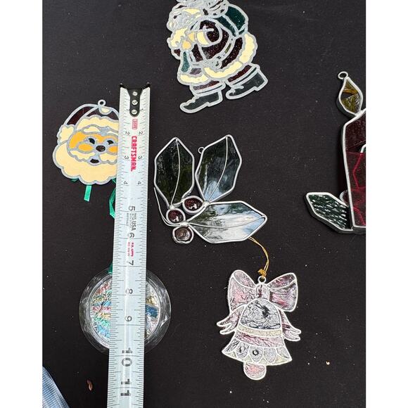Vintage Lot Of 6 Stained Glass Christmas Suncatchers See Photos -S1C - Picture 11 of 11